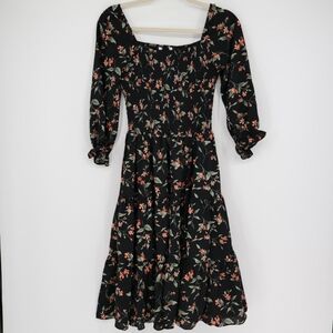 Baltic Born Black Floral Midi Dress